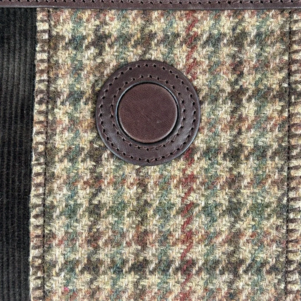 RARE POLO RALPH LAUREN WELLINGTON PATCHWORK TWEED CROSSBODY BAG PURSE BROWN - Picture 9 of 15